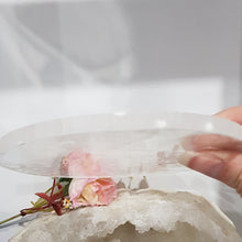 Load image into Gallery viewer, Selenite crystal round slab charging plate display 120mm