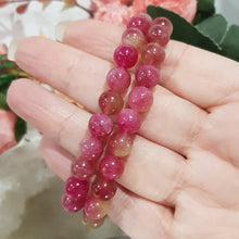 Load image into Gallery viewer, Watermelon Tourmaline Crystal 8mm Beaded Bracelet Gemstone 6.5 - 7 inch B69