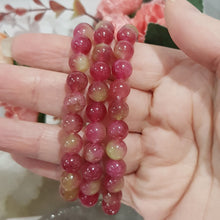 Load image into Gallery viewer, Watermelon Tourmaline Crystal 8mm Beaded Bracelet Gemstonecelet 7.5 inch B68