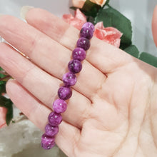 Load image into Gallery viewer, Purple Mica (dyed) crystal Bracelet 8mm gemstone beaded Bracelet 7.5 inch B70