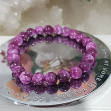 Load image into Gallery viewer, Purple Mica (dyed) crystal Bracelet 8mm gemstone beaded Bracelet 7.5 inch B70