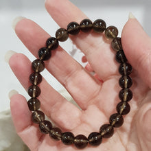 Load image into Gallery viewer, Smokey Quartz Crystal Bracelet 8mm gemstone beaded Bracelet 8 inch B82