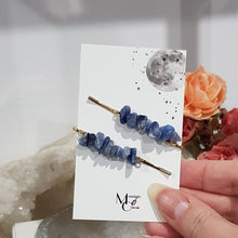 Load image into Gallery viewer, Hair Clip Set Crystal Chips Sodalite Gemstone Jewellery 55mm