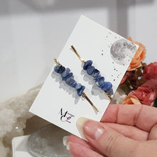 Load image into Gallery viewer, Hair Clip Set Crystal Chips Sodalite Gemstone Jewellery 55mm