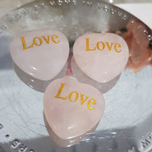 Load image into Gallery viewer, LOVE Heart Rose Quartz Crystal carving Stone gemstone 24mm