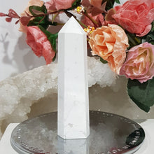 Load image into Gallery viewer, White Agate Crystal Point Tower Gemstone Stone 80mm 3