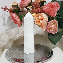 Load image into Gallery viewer, White Agate Crystal Point Tower Gemstone Stone 80mm 3