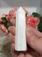 Load image into Gallery viewer, White Agate Crystal Point Tower Gemstone Stone 80mm 3
