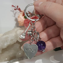 Load image into Gallery viewer, Keyring WITCHY STYLE with Amethyst Crystal Bead key ring | Inspires intuition
