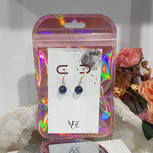 Load image into Gallery viewer, Sodalite Crystal Beaded 8mm Gold Earrings Gemstone E44