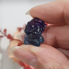 Load image into Gallery viewer, Mini Collectables crystal carving SANTA fluorite gemstone 18mm 447