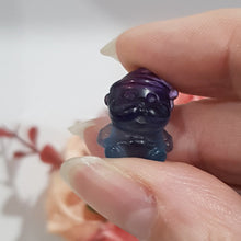 Load image into Gallery viewer, Mini Collectables crystal carving SANTA fluorite gemstone 18mm 447