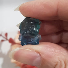 Load image into Gallery viewer, Mini Collectables crystal carving SANTA fluorite gemstone 18mm 449