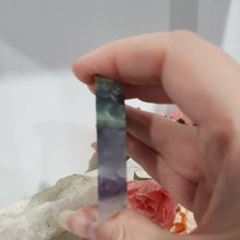 Load image into Gallery viewer, Fluorite slab crystal carving on stand stone 60mm 1
