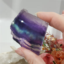 Load image into Gallery viewer, Fluorite slab crystal carving stone 60mm 2