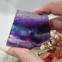 Load image into Gallery viewer, Fluorite slab crystal carving stone 60mm 2