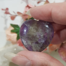 Load image into Gallery viewer, Gorgeous Amethyst Heart Worry Stone Crystal Carving Stone. Spiritual growth and intuition. Place in your pocket or bag to relieve stress and anxiety.