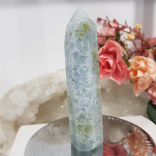 Load image into Gallery viewer, Celestite Crystal Point Tower Gemstone 92mm 4 lovely shine