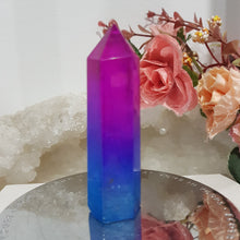 Load image into Gallery viewer, Titanium Aura Quartz Crystal Point Tower Stone 70mm 1