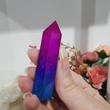 Load image into Gallery viewer, Titanium Aura Quartz Crystal Point Tower Stone 70mm 1