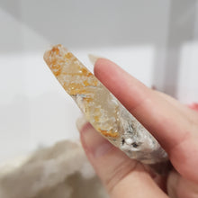 Load image into Gallery viewer, Flower Agate Crystal Slab on Gold Stand 100mm 1 Beautiful!