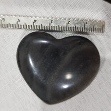 Load image into Gallery viewer, Heart Silver Sheen Black Obsidian Crystal Carving Stone 45mm 2