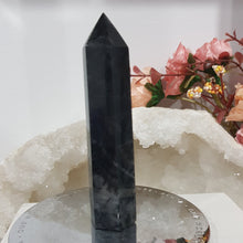 Load image into Gallery viewer, Tourmaline in Quartz Crystal Point Tower Gemstone Stone 96mm 6