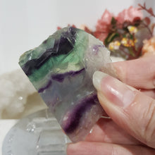 Load image into Gallery viewer, Fluorite slab crystal carving on stand stone 60mm 1