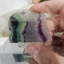 Load image into Gallery viewer, Fluorite slab crystal carving on stand stone 60mm 1