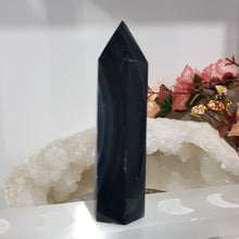 Load image into Gallery viewer, Black Agate Crystal Point Tower Stone 95mm 1
