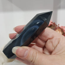 Load image into Gallery viewer, Black Agate Crystal Point Tower Stone 95mm 1