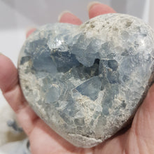 Load image into Gallery viewer, Celestite Heart on Stand Raw Crystal Gemstone Stone 70mm 1 Gorgeous!
