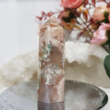 Load image into Gallery viewer, Flower Agate Crystal Point Stone 64mm 15  AMAZING FLOWERS AND GREEN