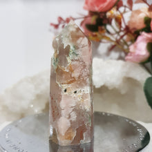 Load image into Gallery viewer, Flower Agate Crystal Point Stone 64mm 15  AMAZING FLOWERS AND GREEN