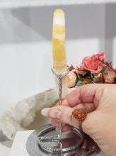 Load image into Gallery viewer, Diamond Orange Calcite Crystal Carving on Silver Stand Stone 165mm 4 BEAUTIFUL BANDING