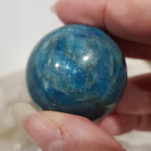 Load image into Gallery viewer, Apatite Sphere Crystal Carving on Silver Stand Stone 38mm 5