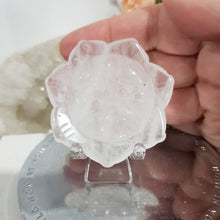 Load image into Gallery viewer, Lotus Flower Quartz Crystal Carving on Stand Stone 55mm 1