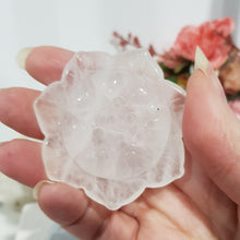 Load image into Gallery viewer, Lotus Flower Quartz Crystal Carving on Stand Stone 55mm 1