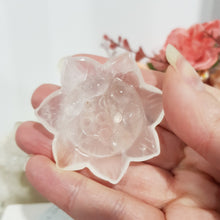Load image into Gallery viewer, Lotus Flower Quartz Crystal Carving on Stand Stone 50mm 2