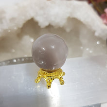 Load image into Gallery viewer, Agate Sphere Crystal Carving on Gold Stand Druzy Stone 20mm 18