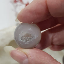 Load image into Gallery viewer, Agate Sphere Crystal Carving on Gold Stand Druzy Stone 20mm 18