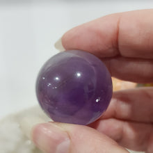 Load image into Gallery viewer, Amethyst Sphere on Silver Stand Crystal Carving Stone 30mm 3
