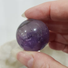 Load image into Gallery viewer, Amethyst Sphere on Silver Stand Crystal Carving Stone 30mm 3