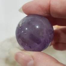 Load image into Gallery viewer, Amethyst Sphere on Silver Stand Crystal Carving Stone 30mm 3