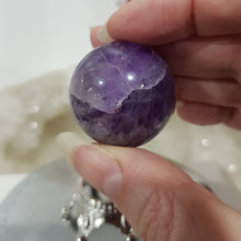 Load image into Gallery viewer, Amethyst Sphere on Silver Stand Crystal Carving Stone 30mm 5