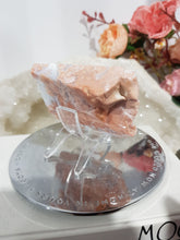 Load image into Gallery viewer, Pink Agate Natural Crystal Off Cut on Stand Stone 60mm 2 COATED