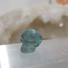 Load image into Gallery viewer, Mini Collectables crystal carving SKULL fluorite gemstone 15mm 693