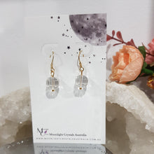 Load image into Gallery viewer, Quartz Crystal Faceted Beaded 10mm Gold Earrings Gemstone E67