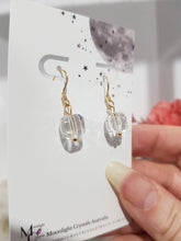 Load image into Gallery viewer, Quartz Crystal Faceted Beaded 10mm Gold Earrings Gemstone E67