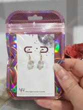 Load image into Gallery viewer, Quartz Crystal Faceted Beaded 10mm Gold Earrings Gemstone E67